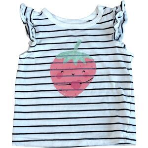 Carter’s Baby Girls Striped Lightweight Strawberry Graphic Tee. 3 Months.